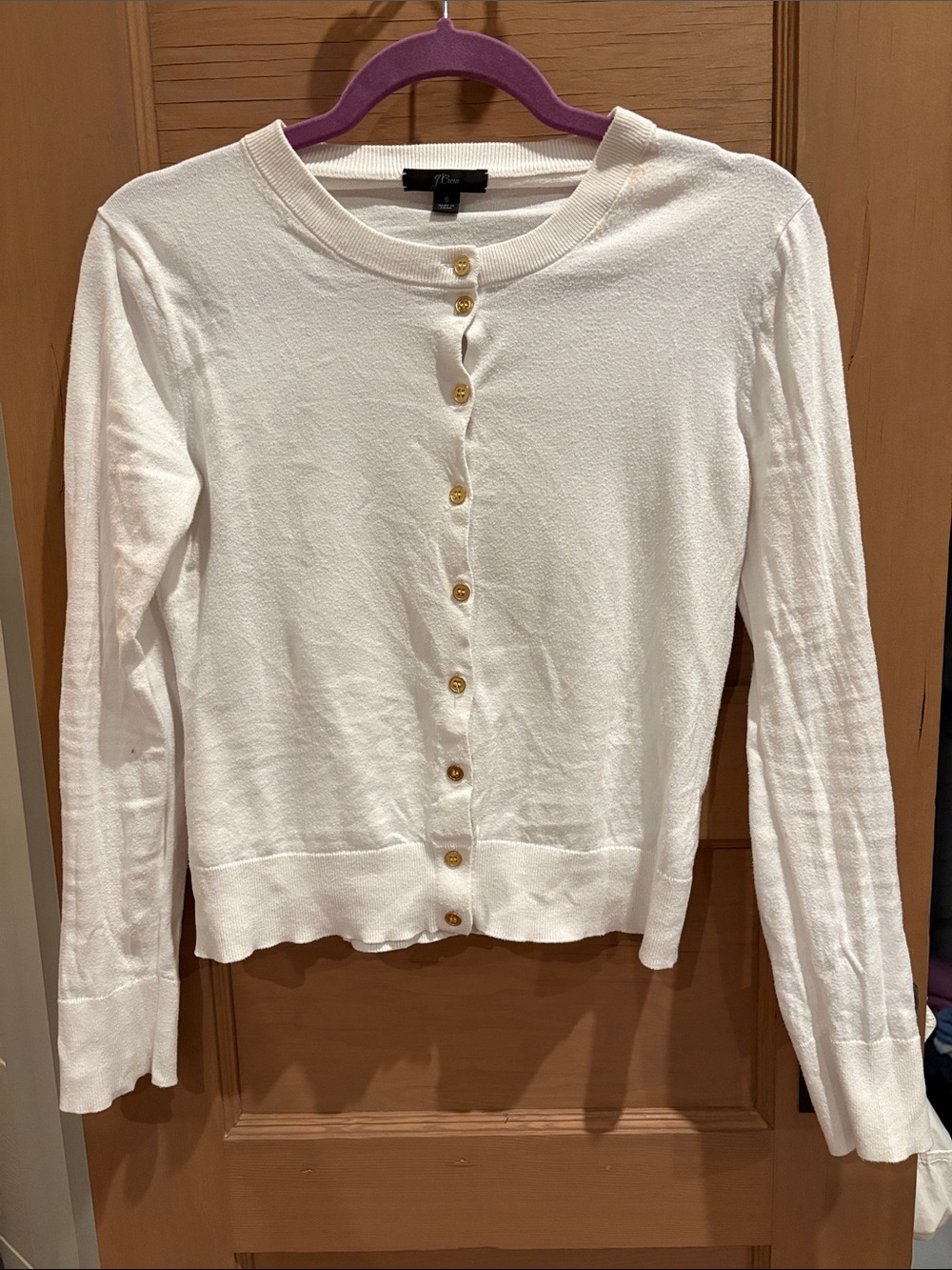 J. Crew | White Button-Front Cardigan with Gold Buttons | size S